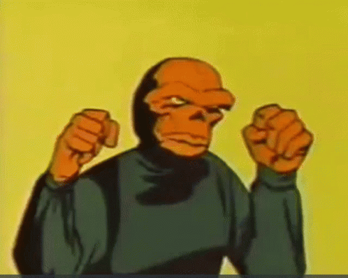 A Cartoon Character Is Wearing A Mask And Raising His Fists In The Air GIF