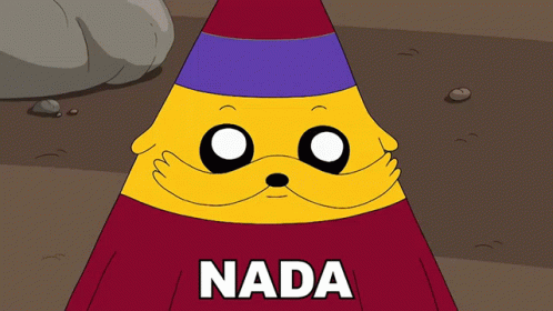 A Cartoon Character Is Wearing A Party Hat And Has The Word Nada On His Shirt GIF