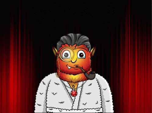A Cartoon Character Is Wearing A Robe And Smoking A Pipe With The Word Gm Behind Him GIF