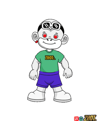 A Cartoon Character Is Wearing A Shirt That Says ' Zhot ' On It GIF