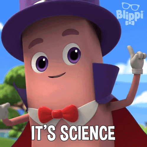 A Cartoon Character Is Wearing A Top Hat And A Cape And Says It 'S Science GIF