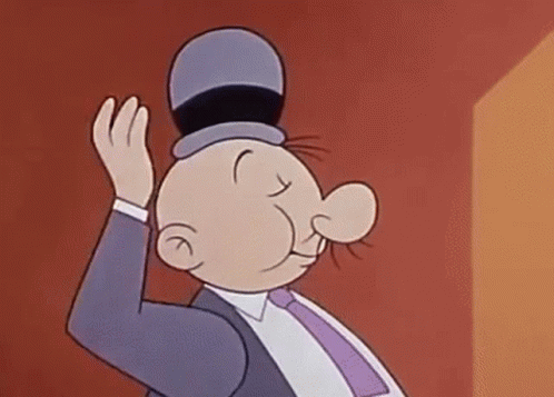 A Cartoon Character Is Wearing A Top Hat And Waving . GIF