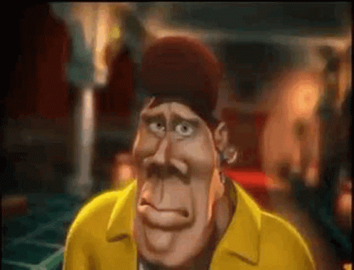 A Cartoon Character Is Wearing A Yellow Jacket And A Red Hat . GIF