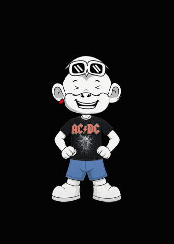 A Cartoon Character Is Wearing An Ac Dc T-Shirt GIF