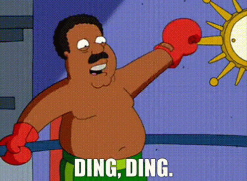 A Cartoon Character Is Wearing Boxing Gloves And Says " Ding Ding " GIF
