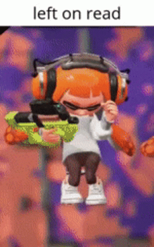 A Cartoon Character Is Wearing Headphones And Holding A Gun With The Words Left On Read Below Him GIF