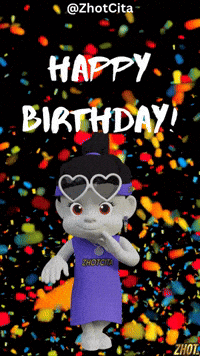 A Cartoon Character Is Wearing Heart Shaped Glasses And Says Happy Birthday GIF