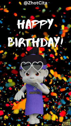 A Cartoon Character Is Wearing Heart Shaped Sunglasses And The Words Happy Birthday GIF