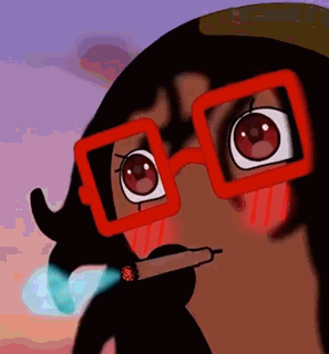 A Cartoon Character Is Wearing Red Glasses And Smoking A Cigarette GIF