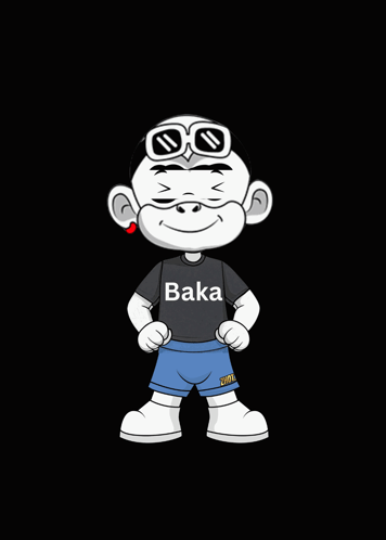 A Cartoon Character Is Wearing Sunglasses And A Shirt That Says Baka GIF