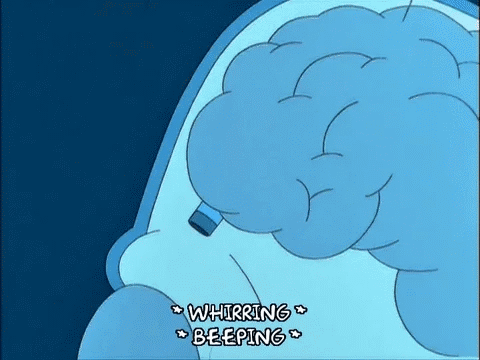 A Cartoon Character Is Whirling And Beeping While Holding A Bottle . GIF