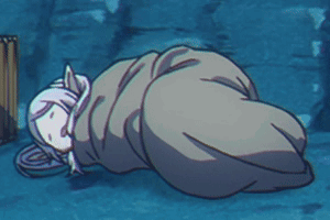 A Cartoon Character Is Wrapped In A Blanket GIF