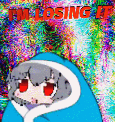 A Cartoon Character Is Wrapped In A Blue Blanket With The Words I 'M Losing It Written In Red . GIF
