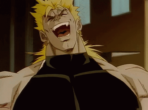 A Cartoon Character Laughing With His Mouth Open GIF