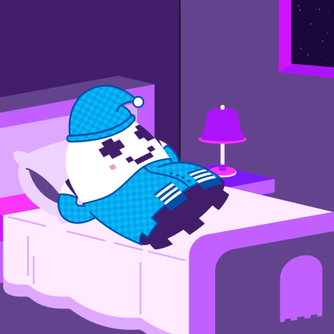 A Cartoon Character Laying On A Bed With A Knife GIF