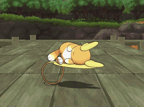Cartoon Lying On Wooden Surface GIF