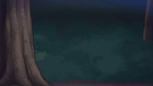 A Cartoon Character Leans Against A Tree With A Star In His Eye GIF