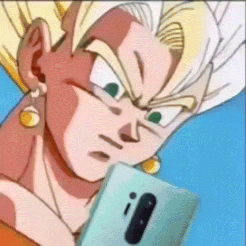 A Cartoon Character Looking At A Cell Phone With The Number 0 On It GIF