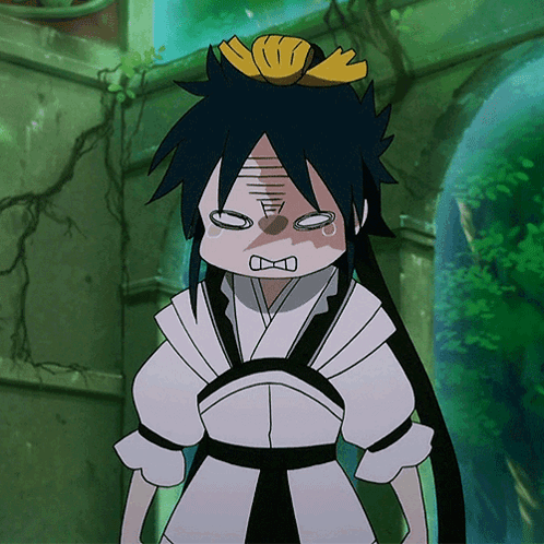 A Cartoon Character Making A Funny Face With A Yellow Bow In His Hair GIF