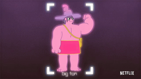 A Cartoon Character Named Big Tom Is Being Photographed By A Netflix Camera GIF