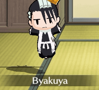 A Cartoon Character Named Byakuya Is Hanging From The Ceiling GIF