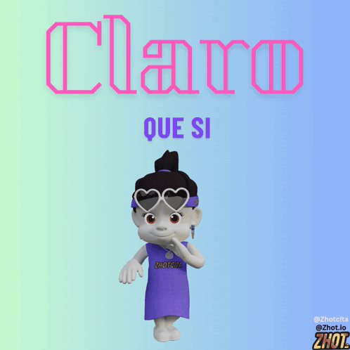 A Cartoon Character Named Clara Is Wearing A Purple Dress And Heart Shaped Sunglasses GIF