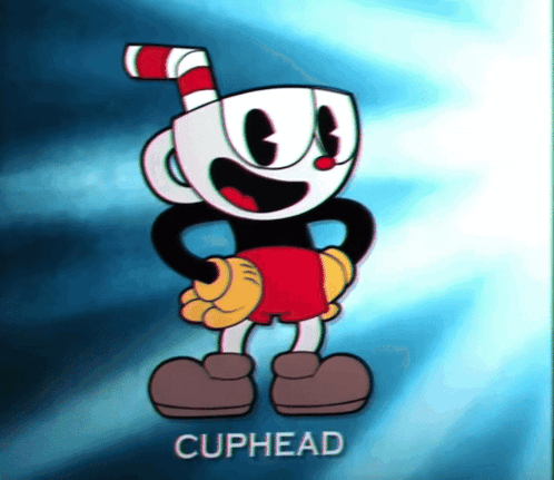 A Cartoon Character Named Cuphead Is Holding A Cane GIF