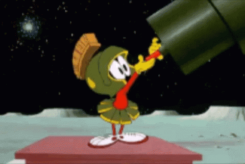 A Cartoon Character Named Marvin The Martian Is Looking Through A Telescope GIF