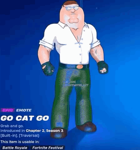 A Cartoon Character Named Peter Griffin From The Family Guy Is Standing In Front Of A Blue Background . GIF