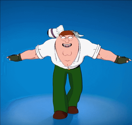A Cartoon Character Named Peter Griffin Is Standing With His Arms Outstretched GIF