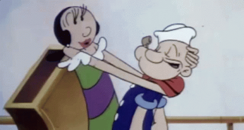 A Cartoon Character Named Popeye Is Hugging Another Cartoon Character GIF
