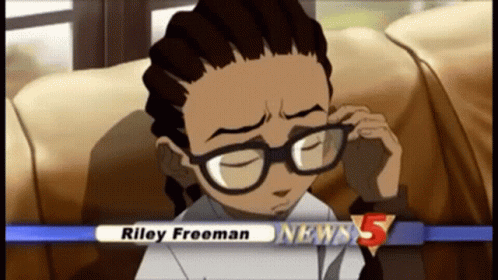 A Cartoon Character Named Riley Freeman Is On The News Channel GIF