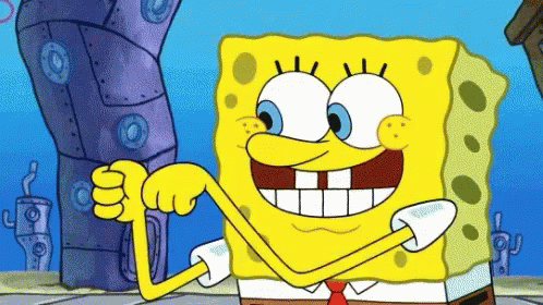 A Cartoon Character Named Spongebob Has A Yellow Arm GIF