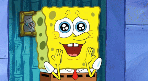 a cartoon character named spongebob has big eyes