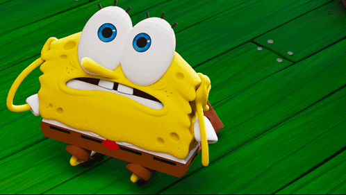 A Cartoon Character Named Spongebob Has Blue Eyes GIF