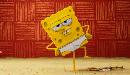 A Cartoon Character Named Spongebob Is Wearing A Pair Of Calvin Klein Underwear GIF