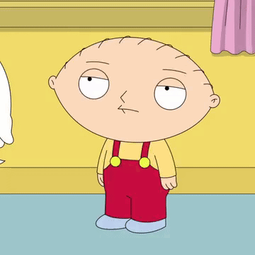 a cartoon character named stewie from family guy is holding a ball .