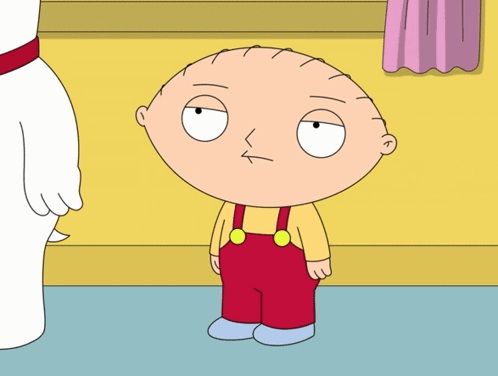 A Cartoon Character Named Stewie From Family Guy Is Standing Next To A White Dog GIF
