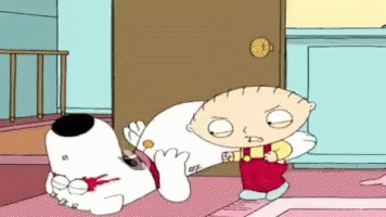 A Cartoon Character Named Stewie Is Standing Next To A Cartoon Character Named Peter Griffin GIF