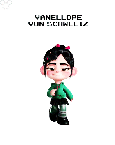 A Cartoon Character Named Vanellope Von Schweetz With A White Background GIF