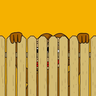 A Cartoon Character Peeking Over A Wooden Fence GIF