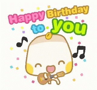 A Cartoon Character Playing A Guitar With The Words Happy Birthday To You GIF