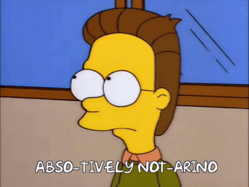 A Cartoon Character Says Abso-Tiively Not-Arino In Front Of A Window GIF