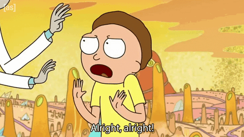 A Cartoon Character Says " Alright Alright " In A Cartoon Scene GIF