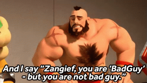 A Cartoon Character Says " And I Say " Zangief " You Are " Bad Guy " But You Are Not Bad Guy GIF
