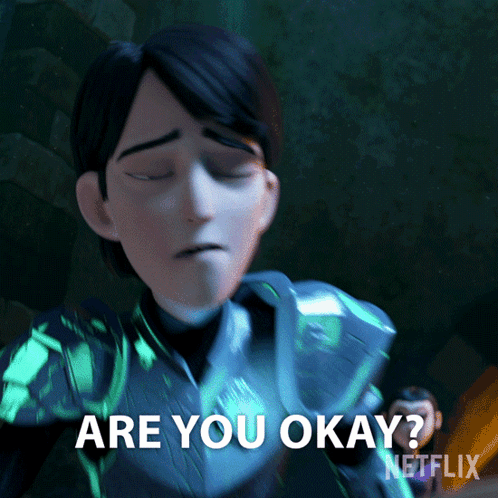 A Cartoon Character Says " Are You Okay " In A Netflix Advertisement GIF