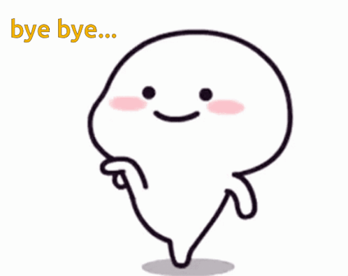 A Cartoon Character Says Bye Bye With A Pink Cheek GIF