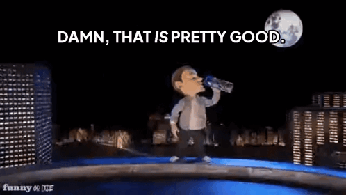 A Cartoon Character Says Damn That Is Pretty Good In Front Of A Full Moon GIF