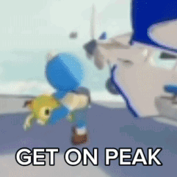 A Cartoon Character Says Get On Peak In A Video Game GIF