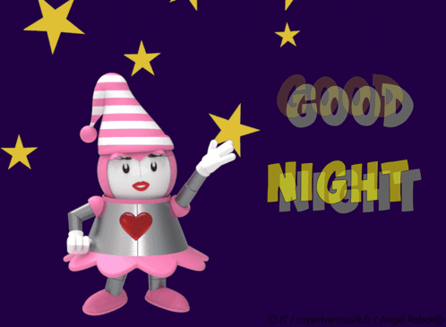 A Cartoon Character Says Good Night With A Star In The Background GIF
